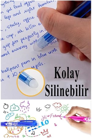 Mavi Silinebilir Tükenmez Kalem 2 Adet BIA Silinebilir Jel Pilot Kalem Mürekkepli Kolay Silinebilir Kumaş Kalemi
