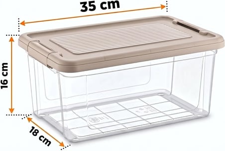 Kilitli Saklama Kabı Şeffaf Organizer PP Plastik Gıda Saklama Kabı Kapaklı Sızdırmaz Buzdolabı Düzenleyici İstiflenebilir Çok Amaçlı Saklama Kutusu (9 Litre)