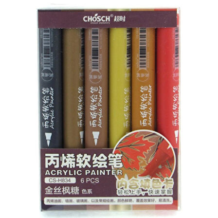 CHOSCH 6 LI AKRİLİK MARKER FIRÇA UÇLU