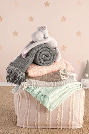 HAPPY BABY  %100 Pamuk Organik 4 Katlı Çok Amaçlı Müslin Bebek Örtüsü | Bebek Battaniyesi |