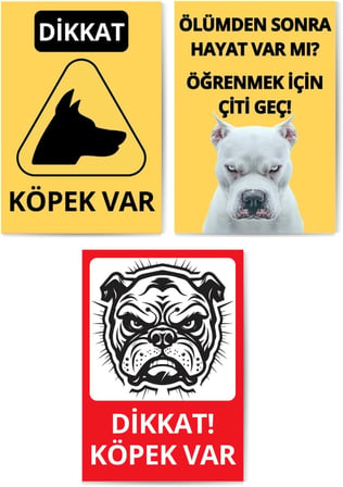 glassify 3’lü Dekoratif Köpek Var! Uyarı Levhası Seti 25 x 35