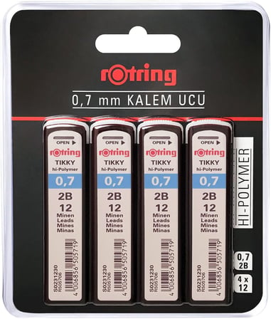 Tikky Hi-Polymer Mekanik Kurşun Kalem Ucu, 0,7Mm, 2B, 4'Lü Blister