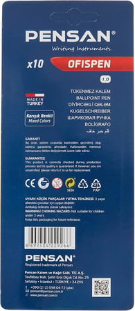 PE01010TKKRMT10 1010 Tükenmez Kalem, 10 Lu Blister 1 Mm,çok_renkli