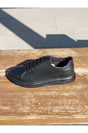 Erkek Sportif Mevsimlik Kundura Hakiki Deri Kauççuk Taban Ortobetik ve Bağcıklı