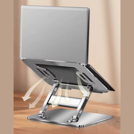 McStorey Katlanabilir Ayarlanabilir Alüminyum Laptop Standı, Taşınabilir Ergonomik Notebook Yükseltici, 6 Kademeli Yükseklik Ayarlı, MacBook Tablet Uyumlu, 10-17 İnç, Gümüş