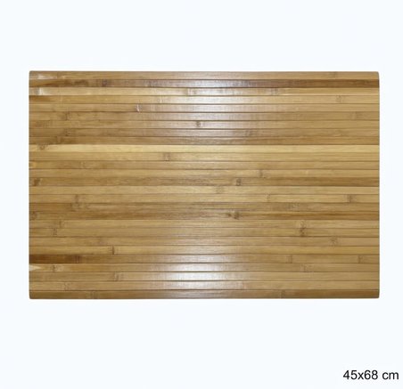 Bambu Banyo Matı, Kaydırmaz TPE Tabanlı, Suya Dayanıklı, Rulo Yapılabilir, 45x68 cm, Banyo ve Mutfak için