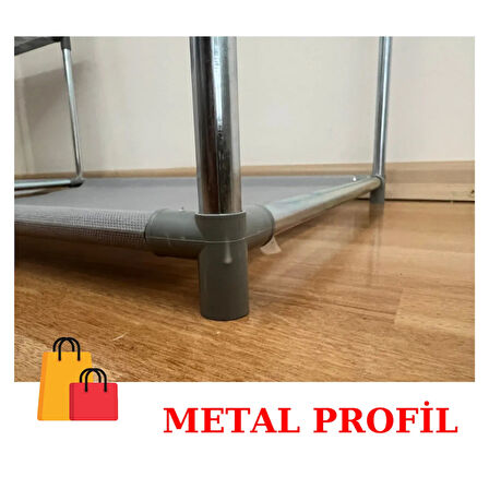 Bez Dolap Metal Profilli Tek Yandan Raflı Yeni Tasarım GRİ 