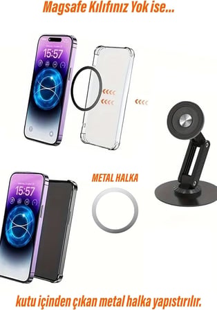 Masaüstü Telefon Tutucu Manyetik Mıknatıslı Metal Taban 360 Derece