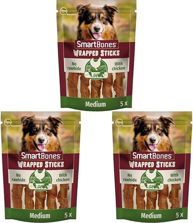 SmartBones Tavuk Sargılı Medium Stick Köpek Ödülü 5'li (5 x 125gr)