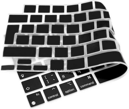 MacBook Rusça Klavye Koruyucu UK ISO Ters L Enter M1-M5 | A2681 A3113 A3240 A3449 A2941 A3241 A2442 A2779 A2992 A2485 A2991 | Russian Keyboard Cover Touch ID Siyah