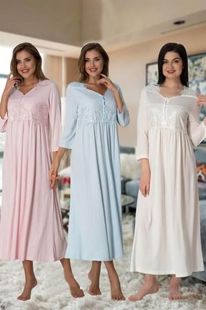 Kadın Mavi Hamile Lohusa Gecelik (Mavi / 2XL)-EFS3012EF-19804IGP261076