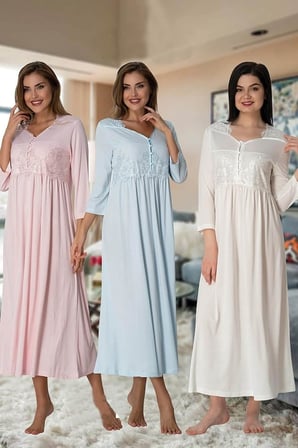 Kadın Mavi Hamile Lohusa Gecelik (Mavi / 2XL)-EFS3012EF-19804IGP261076