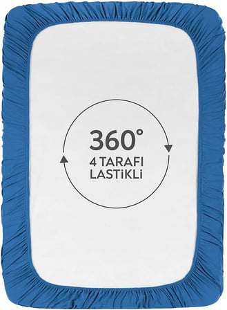 The Berb |%100 Pamuklu | Tek/çift Kişilik Lastikli Penye Çarşaf | Fitted Jersey (Lacivert, 120x200)