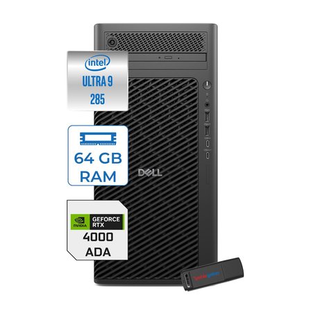 Dell Pro Max Tower T2 Intel Core Ultra 9 285 5.6 Ghz 64GB Ddr5 4tb SSD Windows 11 Pro Nvidia Rtx A4000 Ada 20GB Gddr7 Iş Istasyonu FCT22502854000P16 + Zetta Flash Bellek