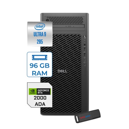 Dell Pro Max Tower T2 Intel Core Ultra 9 285 5.6 Ghz 96GB Ddr5 4tb SSD Windows 11 Pro Nvidia Rtx A2000 Ada 16GB Gddr7 Iş Istasyonu FCT22502852000P28 + Zetta Flash Bellek