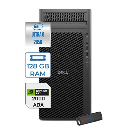 Dell Pro Max Tower T2 Intel Core Ultra 9 285K 5.7 Ghz 128GB Ddr5 4tb SSD Windows 11 Pro Nvidia Rtx A2000 Ada 16GB Gddr7 Iş Istasyonu FCT2250285K2000P34 + Zetta Flash Bellek