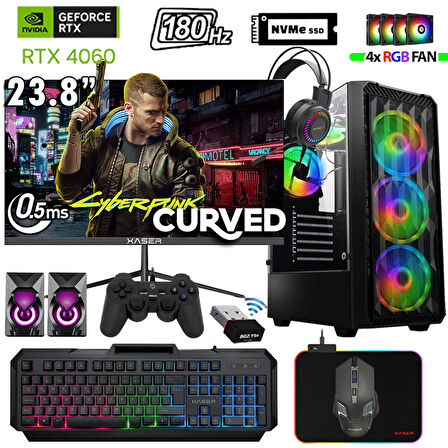 Xaser Thunder x170 i5 14400F 16GB DDR5 Ram 512GB M.2 NVMe SSD 8GB RTX4060 23.8" 180Hz Oyuncu Bilgisayarı