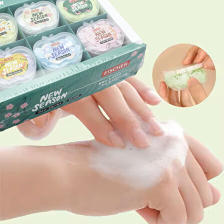 6 adet 100 Yaprak Parfümlü Sihirli Sabun - Sihirli Kağıt Sabun - Okul ve seyahat için Kolay Kullanım Kağıt Sabun