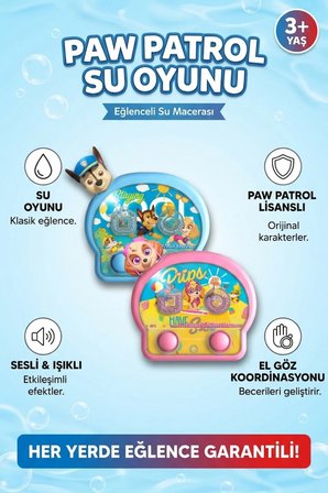 Işıklı Su Oyunu Paw Patrol Suda Halka Geçirme Nostaljik El Atarisi Pilsiz Su ile Çalışan 3+ Yaş Çocu