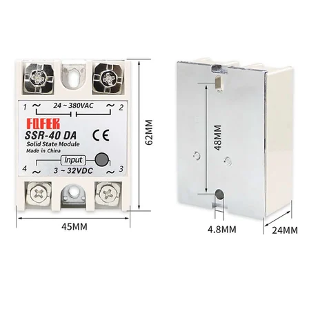SSR-40DA SSR Röle 40A AC 24-380V Tek Fazlı Solid State Röle Elektronik Anahtar Termostat Resiztans Motor Lamba Makine
