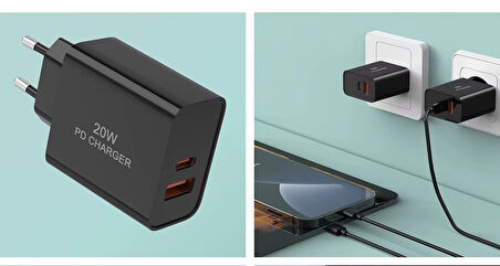 Ufly 20W PD Hızlı Şarj Adaptörü Usb-a Usb-c  5V 3A