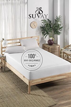 Pamuklu Fitted Full Kenar Su Sıvı Geçirmez Çarşaf Alez Tek Çift Kişilik Beyaz Renkli Yatak Koruyucu