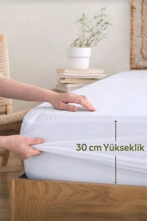 Micro Fitted Full Kenar Su Sıvı Geçirmez Alez Çarşaf Tek Çift Kişilik Beyaz Renkli Yatak Koruyucu