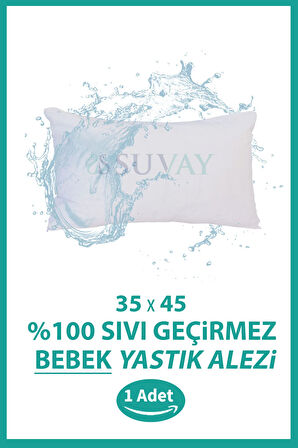 %100 Pamuklu Su Sıvı Geçirmez Bebek Kafa Yastığı Alezi Fermuarlı 35x45 cm Bebek Yastık Alezi Kılıfı