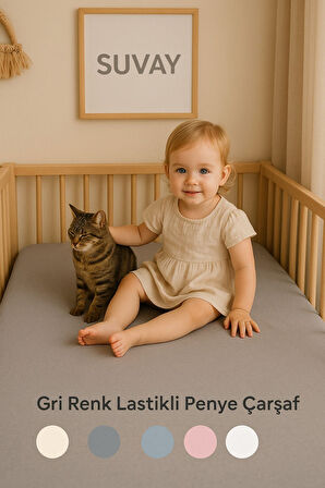 Gri Bebek Lastikli Çarşaf %100 Pamuklu Penye Park Yatak | 60x120 | 70x110 | 70x120 | 70x130 | 70x140