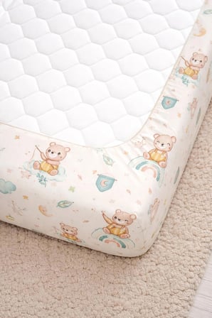 %100 Pamuk Lastikli Bebek Çarşafı | Ayıcık | Park Yatak 60x120 70x110 70x120 Uyumlu