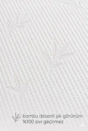 Bambu Desen Sıvı Geçirmez Alez 150x200 Çift Kişilik - Fitted Yatak Koruyucu Premium