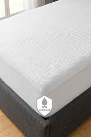 Bambu Desen Sıvı Geçirmez Alez 150x200 Çift Kişilik - Fitted Yatak Koruyucu Premium