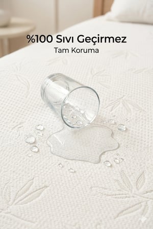 Bambu Desen Sıvı Geçirmez Alez 160x200 Çift Kişilik - Fitted Yatak Koruyucu Premium