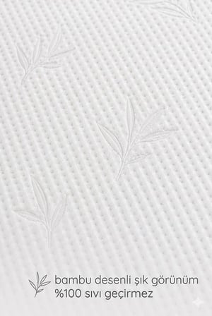 Bambu Desen Sıvı Geçirmez Alez 180x200 Çift Kişilik Battal Boy - Fitted Yatak Koruyucu Premium