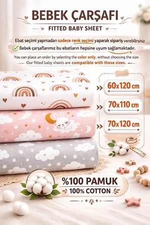 %100 Pamuk Lastikli Bebek Çarşafı | Park Yatak 60x120 70x110 70x120 Uyumlu