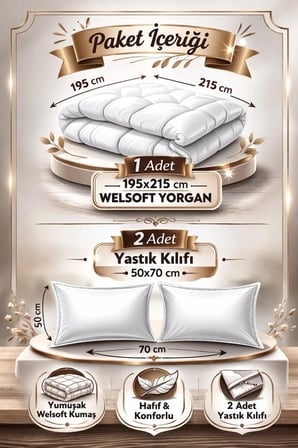 Çift Kişilik Welsoft Yorgan | 2 Yastık Kılıfı Hediyeli, Çift Taraflı - Leopar