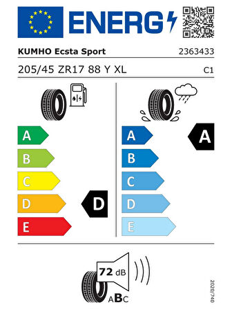 KUMHO 205/45R17 88Y XL ECSTA PS72 (EV) 2025 YAZ LASTİĞİ