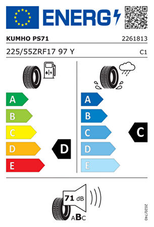 Kumho 225/55R17 97Y PS71 RFT 2025 Üretim Runflat Yazlık Lastik