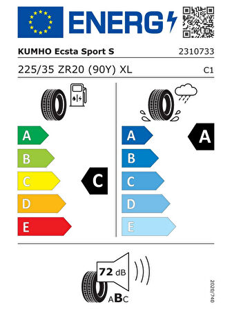 KUMHO 225/35R20 90Y XL ECSTA PS72 (EV) 2025 ÜRETİM YAZ LASTİĞİ
