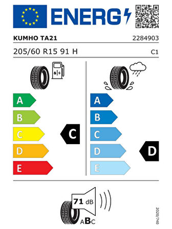KUMHO 205/60R15 91H SOLUS TA21 2025 YAZ LASTİĞİ