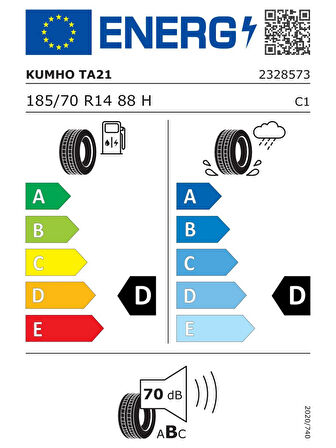 KUMHO 185/70R14 88H SOLUS TA21 2025 YAZ LASTİĞİ