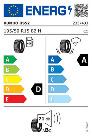 195/50R15 82H HS52 2025 Üretim Yazlık Lastik