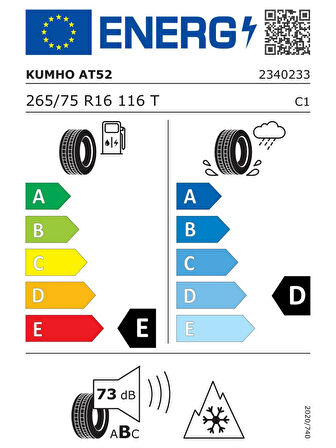 KUMHO 265/75R16 116T ROAD VENTURE AT52 2025 ÜRETİM 4 MEVSİM LASTİĞİ