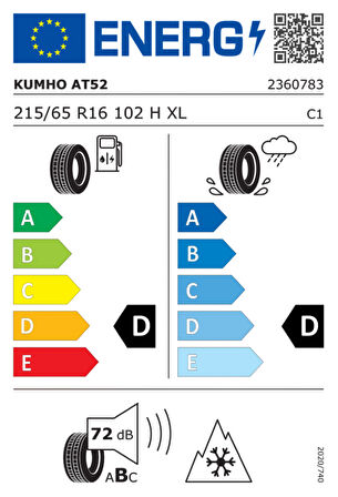 KUMHO 215/65R16 102H ATS52/AT 2025 ÜRETİM 4 MEVSİM ARAZİ LASTİĞİ