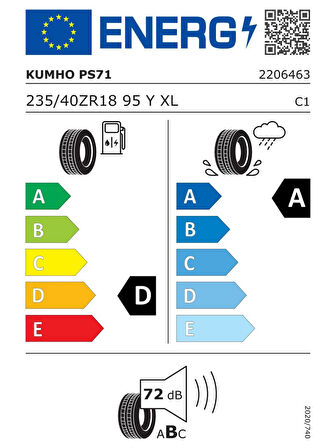 KUMHO 235/40R18 95Y XL ECSTA PS72 2025 ÜRETİM YAZ LASTİĞİ