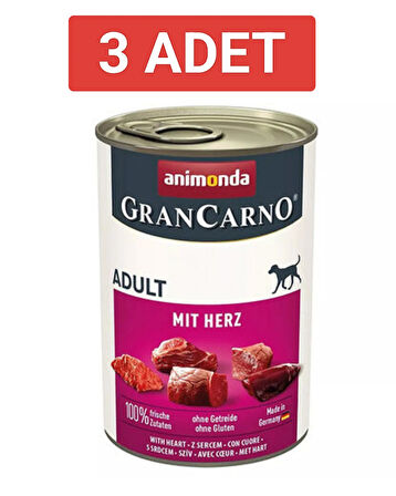 Animonda Gran Carno Sığır Etli ve Yürekli Köpek Konservesi 400gr x 3 Adet