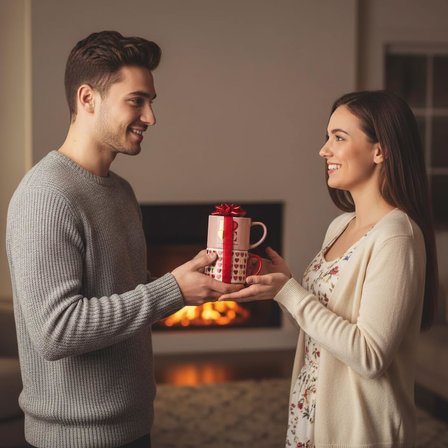 2'li İstiflenebilir Porselen Kupa Seti - Üst Üste Duran Kalp ve Love Temalı Kule Bardak - 2 Farklı Modelden Biri (Sürpriz/Asorti) - Sevgiliye Hediye