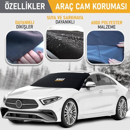 Buz ve Kar Önleyici Araç Ön Cam Örtüsü Brandası | Ağır Hizmet Tipi 600D Oxford Kumaş | Arabalar, SUV`lar, Kamyonetler İçin Oto Ön Cam Koruyucu Güneşlik | Don Örtüsü (162x106cm) S - Gri