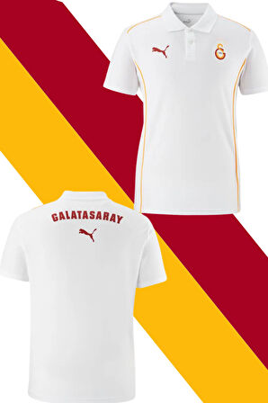 Galatasaray Orijinal Lisanslı A-Takım Polo Yaka Beyaz T-Shirt
