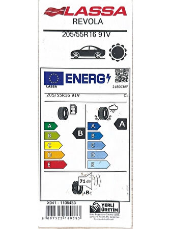 LASSA 205/55R16 91V REVOLA 2025 ÜRETİM YAZ LASTİĞİ